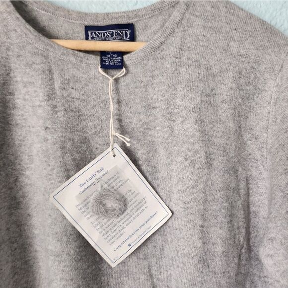 Lands' End Cashmere Gray Crew Neck Sweater Soft Knit Classic - Picture 3 of 8